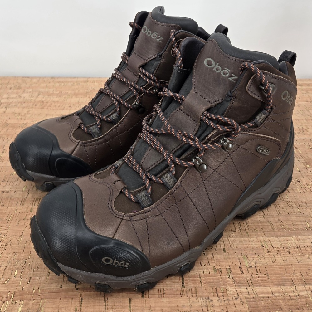 Oboz Bridger Premium Mid B-DRY Mens 12 Brown Leather Hiking Vibram Waterproof